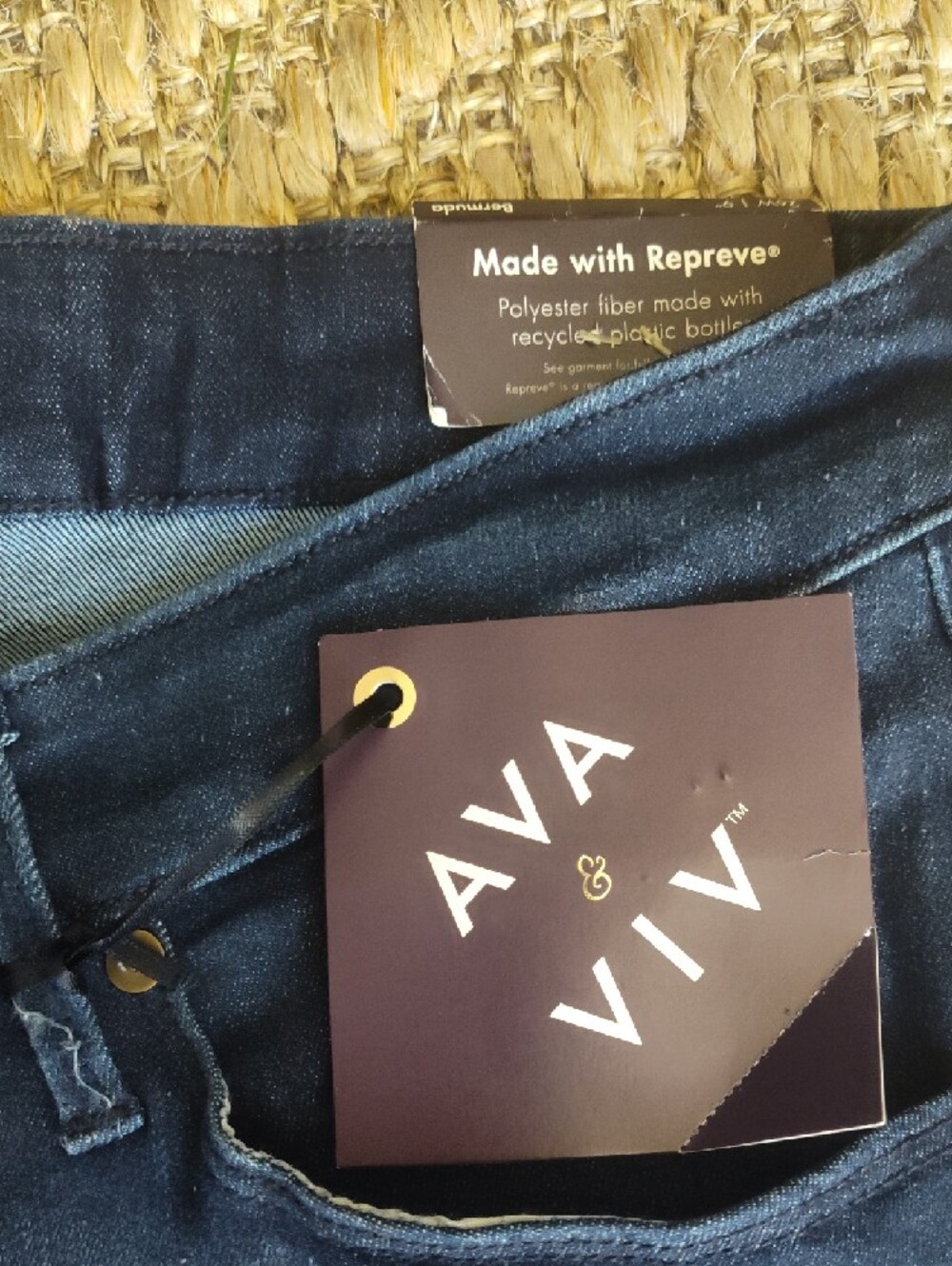 Ava & Viv Women's Indigo Roll-Cuff Denim Bermuda Shorts - Picture 3 of 3